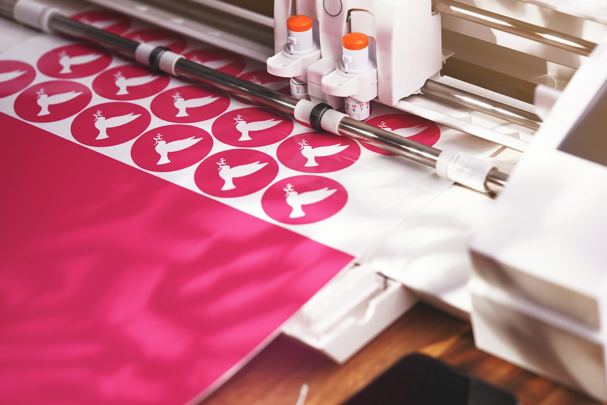 Vinyl,Plotter,Cuts,Round,Stickers,With,Peace,Dove,Symbol,From